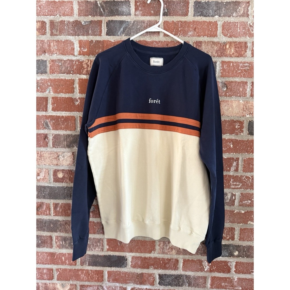 forét Escape Sweatshirt – Midnight Blue / Cream XL Organic Cotton